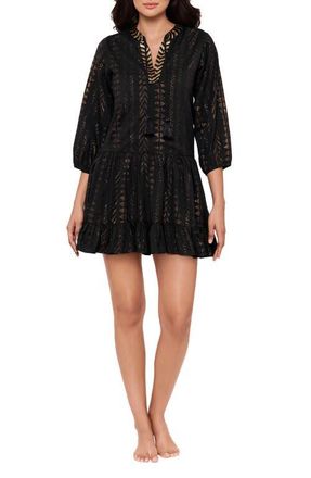 Miraclesuit Metallic Jacquard Cover-Up Dress in Black at Nordstrom, Size Medium