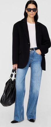 Anine Bing Quinn Cashmere Blend Blazer in Black Cashmere Blend at Nordstrom, Size Xx-Small
