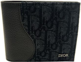 Dior Navy Black Canvas Leather Wallet (Bi-Fold) (Pre-Owned)