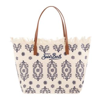 MC2 Saint Barth Tote Bags, female, Beige, Size: ONE SIZE City Bag With Fringes