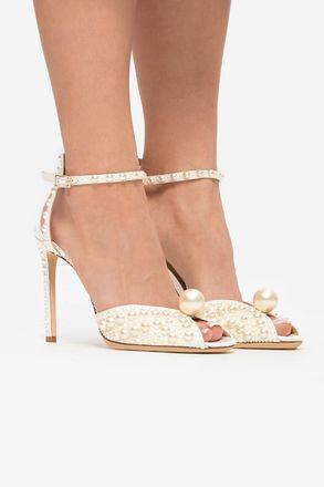 Jimmy Choo London Sacora Heeled Sandals, Womens, White
