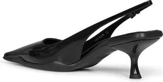 Prada Womens Pumps Slingback Brushed Calf Leather Black High Heel Shoes
