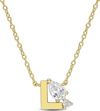 Mimi & Max 3/4ct TGW Created White Sapphire Q Initial Necklace Yellow Plated Sterling Silver