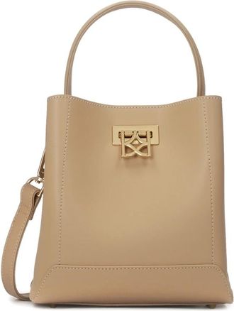 Kazar Leren tas met grote metalen sluiting - Dames - Handtassen - Beige - ONE Size - Leer - Tassen