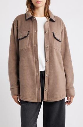 Thread & Supply Whipstitch Detail Polar Fleece Shirt Jacket in Mocha Black Combo at Nordstrom Rack, Size Small