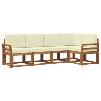 vidaXL Conjunto De Sof&aacute;s De Exterior Con Coj&iacute;n 5 Pcs Natural Y Crema Vidaxl
