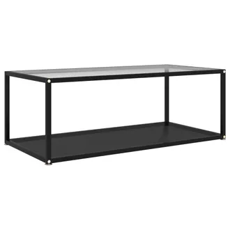 vidaXL Mesa De Centro Vidrio Templado Transparente Negro 100x50x35 Cm Vidaxl