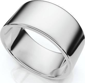 Pompeii3 10MM Flat High Polished Wedding Band In 10K White Gold Size Selectable
