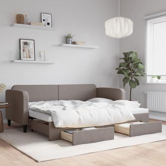 vidaXL Sof&aacute; Cama Nido Con Cajones Tela Gris Taupe 80x200 Cm Vidaxl