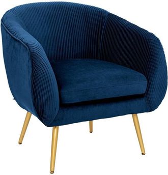 Atmosphera Atmosphera - Poltrona Solaro in velluto plissettato blu créateur dintérieur