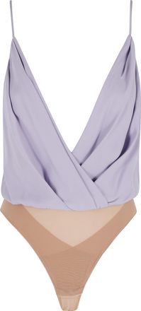 Elisabetta Franchi Lilac Viscose Georgette Logo-Jewel Viscose Bodysuit