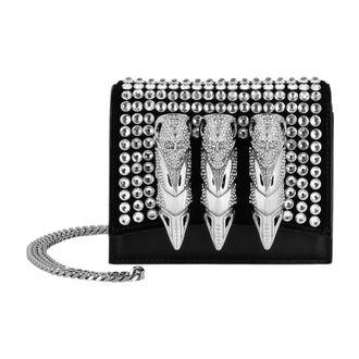 Philipp Plein Borsa a spalla Skull in pelle scamosciata e strass - - Bags - Donna - Nero - ONE SIZE