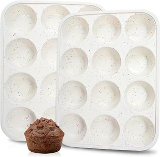 No Brand Moldes De Silicona De Grado Alimenticio Reforzados Con Metal, De 2 Piezas, Antiadherentes, Para Quiches Y Cupcakes