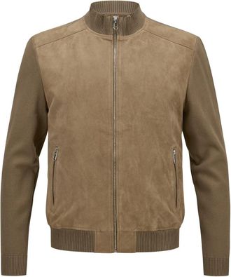 Milestone Klassieke Leren Jas - Heren - Zomerjassen - Beige - 2XL - Jassen
