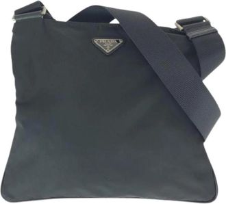 Prada Pre-owned Cross Body Bags, female, Black, Size: ONE SIZE Pre-owned Nylon Cross Body Bag