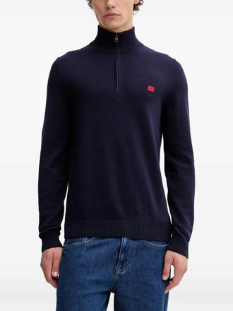 HUGO BOSS half-zip turtleneck sweater - Blauw