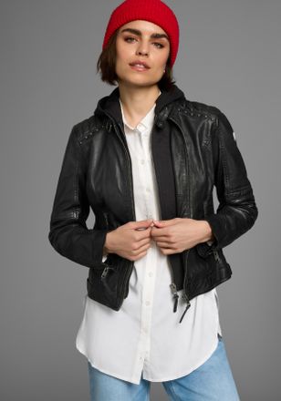 ALPENBLITZ Lissabon mit Kapuze f&uuml;r Sommer und &Uuml;bergangszeit, aus Lammnappaleder, stylisch