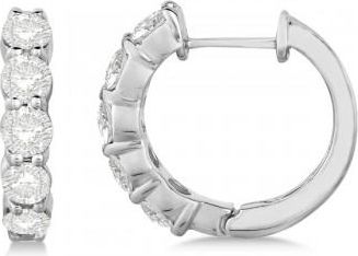 Allurez Hinged Hoop Lab Grown Diamond Huggie Style Earrings 14k White Gold (2.00ct)