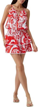 Melissa Odabash Rosa Ruffle Tiered Cover-Up Sundress in Floral at Nordstrom, Size X-Small