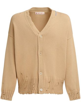 Marni distressed-effect cotton cardigan - men - Cotton - 52 - Neutrals
