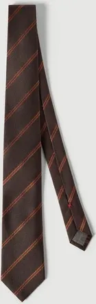 Brunello Cucinelli Striped silk tie in Rust Brown at Nordstrom
