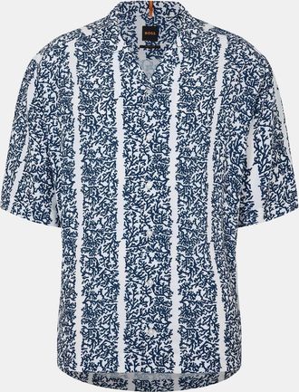 HUGO BOSS Mens Collared Neck Spread Collar Short Sleeve Shirt in White - Size Small
