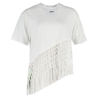 Off-white Off-white Asymmetric Net Cotton T-shirt in White Cotton