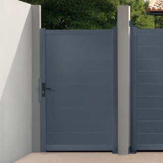 IDMarket Puerta Peatonal Incorporada 100 X 160 Cm De Aluminio Gris Antracita