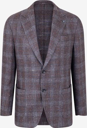 Giampaolo Karierter Blazer aus Seide Mohair und Kaschmir Leuca