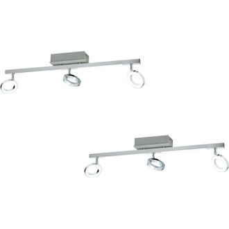 Loops 2 PACK Wall Spot Light Aluminium Chrome Shade Satined Plastic LED 3x3.2W 2x3.3W