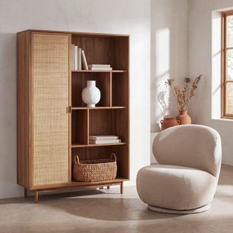 Maisons du monde Librer&iacute;a de 1 puerta en marr&oacute;n y fibra vegetal