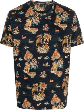 Etro graphic-print cotton T-shirt - men - Cotton - M - Blue