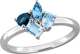 Rina Limor Silver 0.80 Ct. Tw. Blue Topaz Cluster Ring