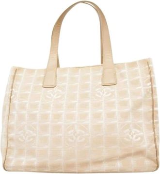 Chanel Pre-owned Tote Bags, female, Beige, Size: ONE SIZE Pre-owned Vintage Nylon Tote Bag
