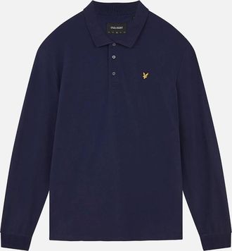 Lyle & Scott Mens Lyle & Scott Branded Chest Logo Navy Blue Long Sleeve Polo Shirt - Size: 38