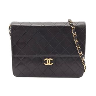 Chanel Pre-owned Matelasse Lamsleer Single Flap Schoudertas - Dames - Pre-owned - Zwart - Maat: ONE Size Leer