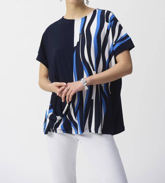 Joseph Ribkoff Abstract Print Top In Blue / White