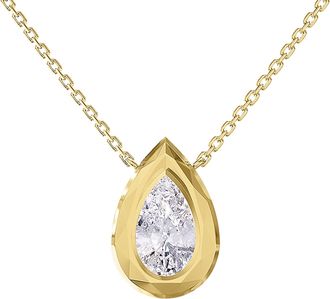 Diamond2Deal 18k Vermeil Plated Silver 3 ct Pear Cut Lab Grown Diamond Pendant Necklace 18