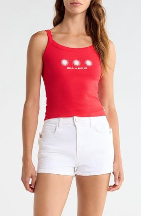 Billabong Day Trip Forever Graphic Rib Knit Tank in Fiesta Red at Nordstrom, Size X-Small