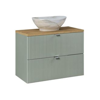 Petits Meubles Mueble lavabo 2 cajones estratificado Verde marrón