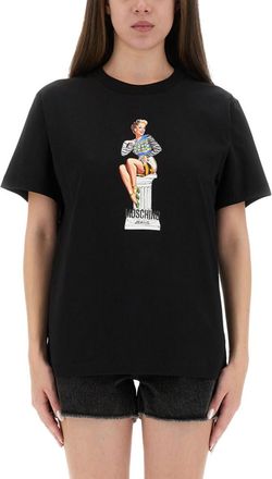 Moschino Black Graphic Crew Neck T-Shirt