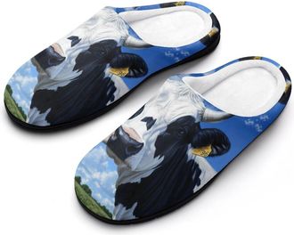 Generic Cute Cow Mens Slippers Memory Foam Winter Warm Sandals Slip On House Shoes Size 7-14