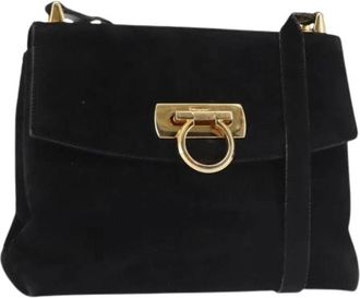 Ferragamo Pre-owned Suede Schoudertas - Dames - Vintage Schoudertas - Zwart - ONE Size - Su&egrave;de - Vintage