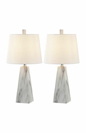 Jonathan Y Designs Owen Contemporary Resin LED Table Lamp in White Marble Finish- Set Of 2 at Nordstrom