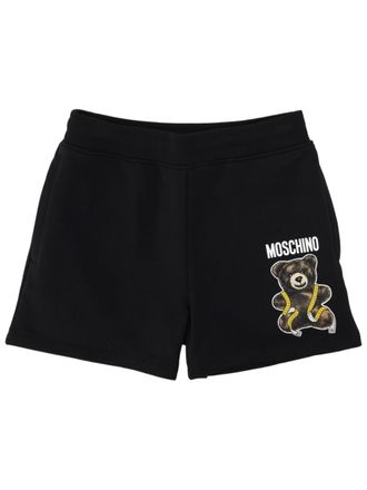 Moschino Teddy Playful Teddy Bear Graphic Cotton Shorts