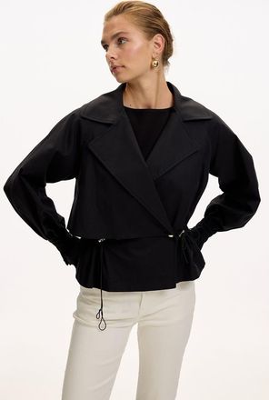 Exquise Shirt Collar Cotton Jacket in Black at Nordstrom, Size X-Small
