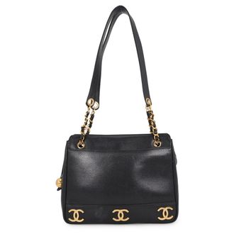 Chanel Black Grained Calfskin Tote Bag (Pre-Owned)