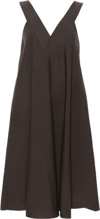 Parosh Brown V-neck Cotton Dress