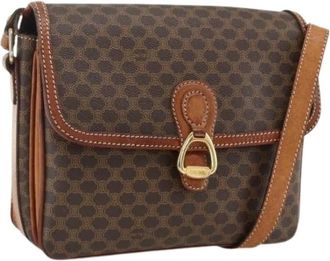Celine Pre-owned Canvas Schoudertas - Dames - Vintage Schoudertas - Bruin - ONE Size - Leer - Vintage