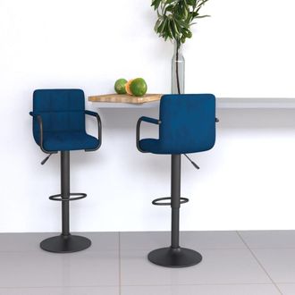 vidaXL Taburetes De Cocina 2 Unidades Terciopelo Azul Vidaxl